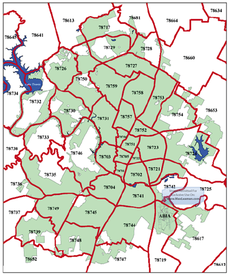 Zip Code Map Of Austin City of Austin Zip Code Map | Mortgage Resources