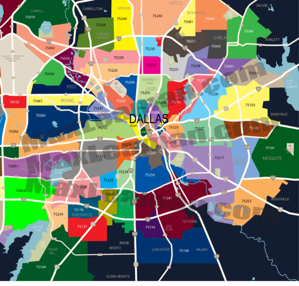 Zipcode Map Dallas, TX