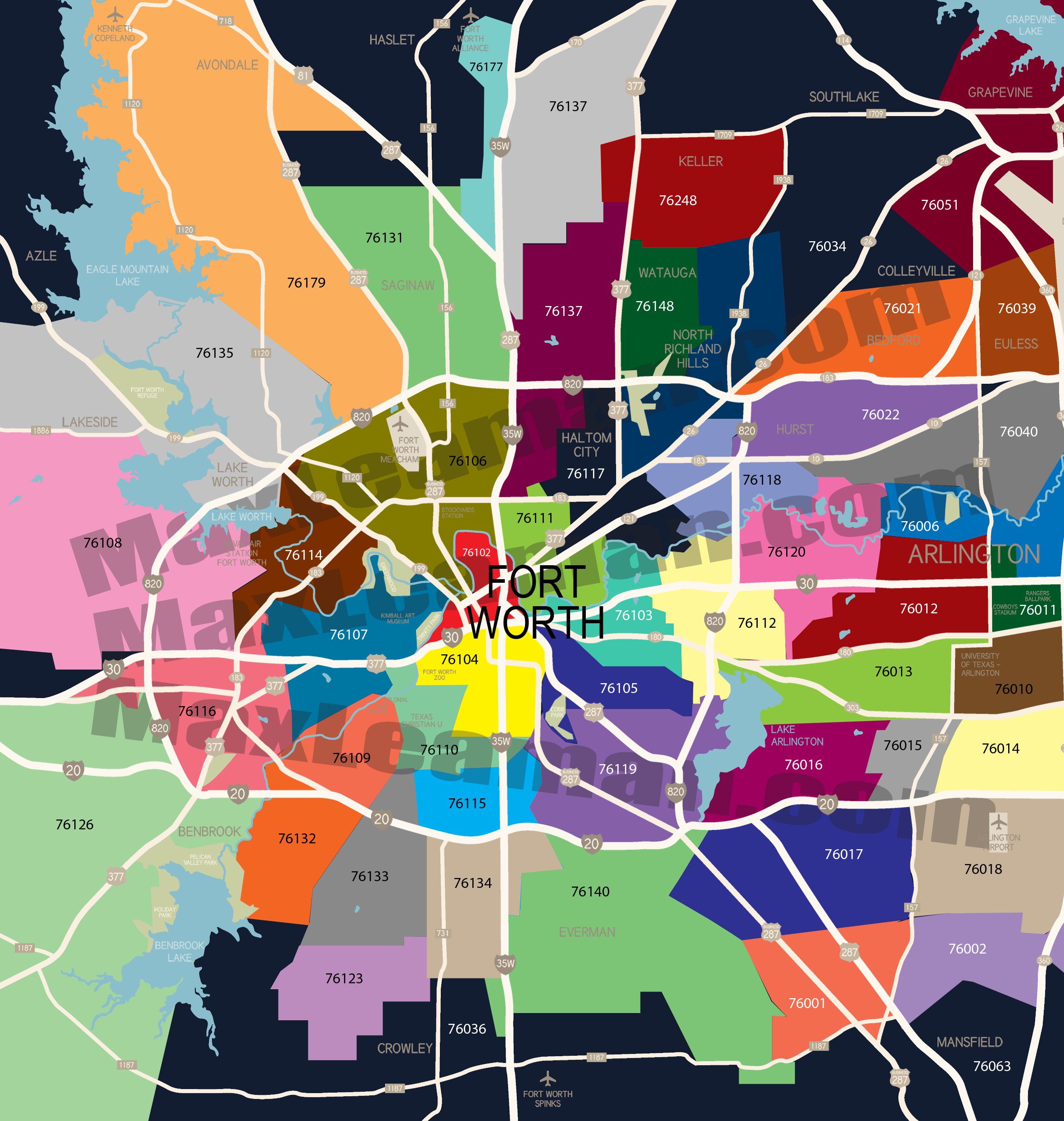 Zip Code Map Dallas Fort Worth Texas - Fulvia Christabel