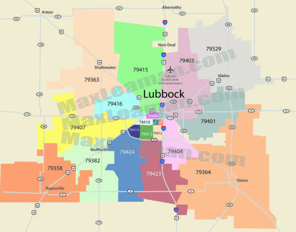 Zipcode Map Lubbock, TX